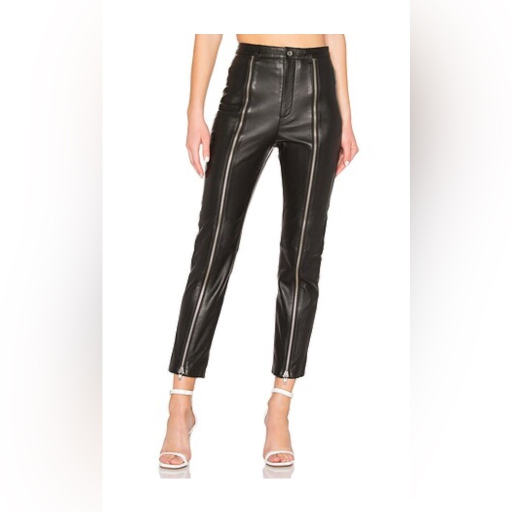 LPA Black Leather Zip Front Pant - Picture 1 of 6